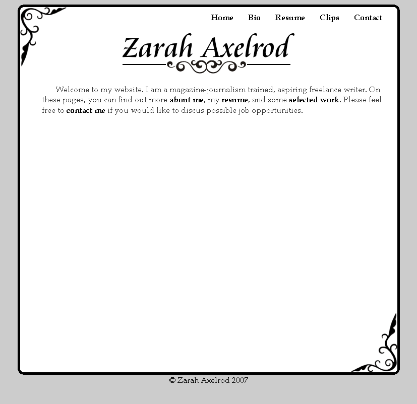 Zarah Axelrod Home Page